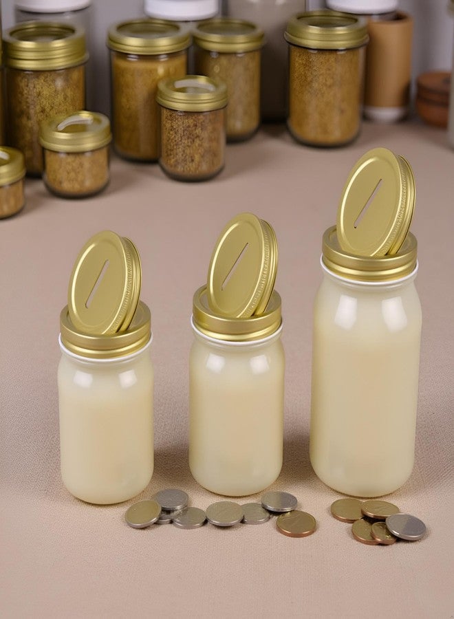 Czhotg 6 Pcs Gold Piggy Bank Replacement Lids - 2.7 Inch Coin Slot Covers for Mason Jars, Regular Mouth Savings Jars and DIY Craft Piggy Banks - Image 5